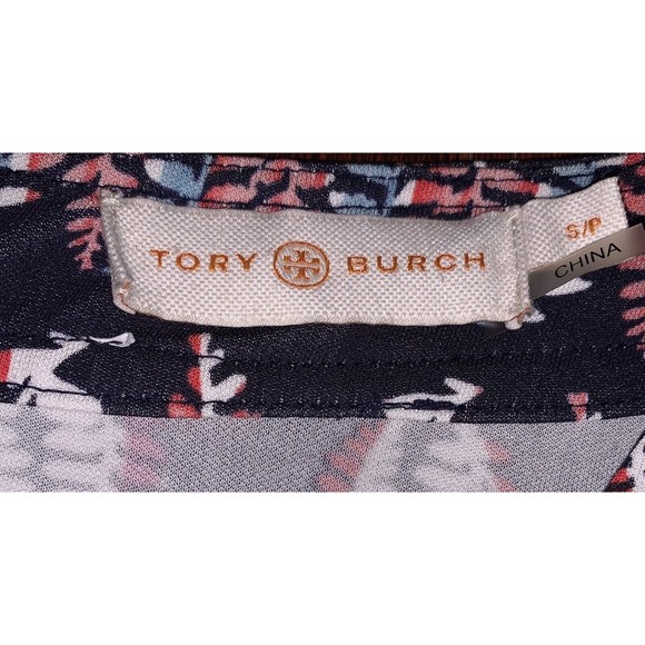 Tory Burch Mini Dress Women's Small Viscose Fantasy Navy V Neck Long Sleeve‎ Zip - Picture 2 of 5